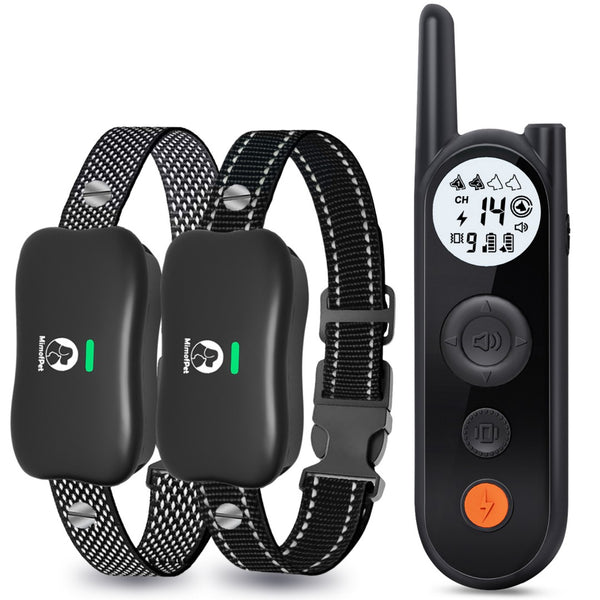 Mimofpet Dog Shock Collar for 2 Dogs,1/3 Mile Range Dog Training  Collar with Remote,Waterproof and Rechargeable with Beep, Vibration, Safe Shock, Light and Keypad Lock Mode for Large Medium Small Dogs(X2-2Receivers)